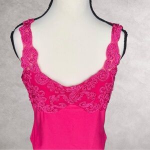 Vibrant Pink Lace Tank Top